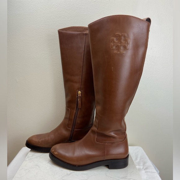 TORY BURCH THE RIDING BOOT LEATHER RICH BROWN - Picture 11 of 16